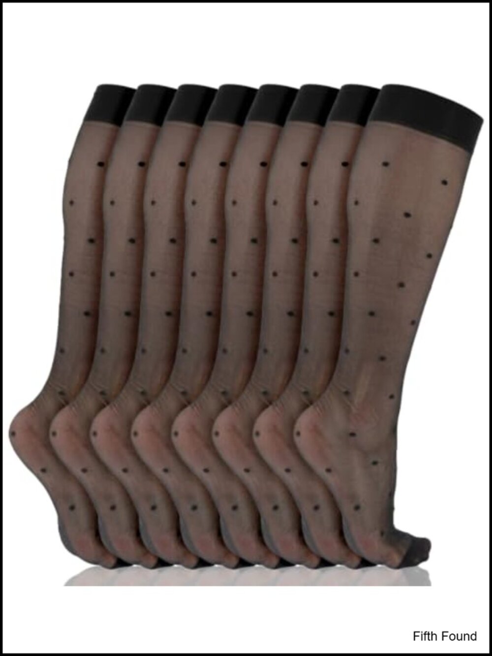 Sheer Knee High Stockings Women Polka Dot Nylon Spandex Hosiery 4-Pack